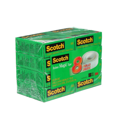 Scotch Tape Magic Tape, 19mm Wide x 25.4m, 8 Rolls, Office Tape