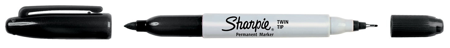 Sharpie Twin Tip Permanent Markers, Fine and Ultra Fine, Black, 2 Count