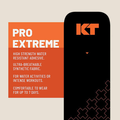 KT Tape, Pro Extreme Synthetic Kinesiology Athletic Tape, 20 Count, 10” Precut Strips
