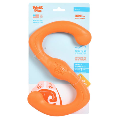 West Paw Zogoflex Bumi Interactive Tug of War Durable Dog Play Toy, 100% Guaranteed Tough, It Floats!, Made in USA, Large, Tangerine