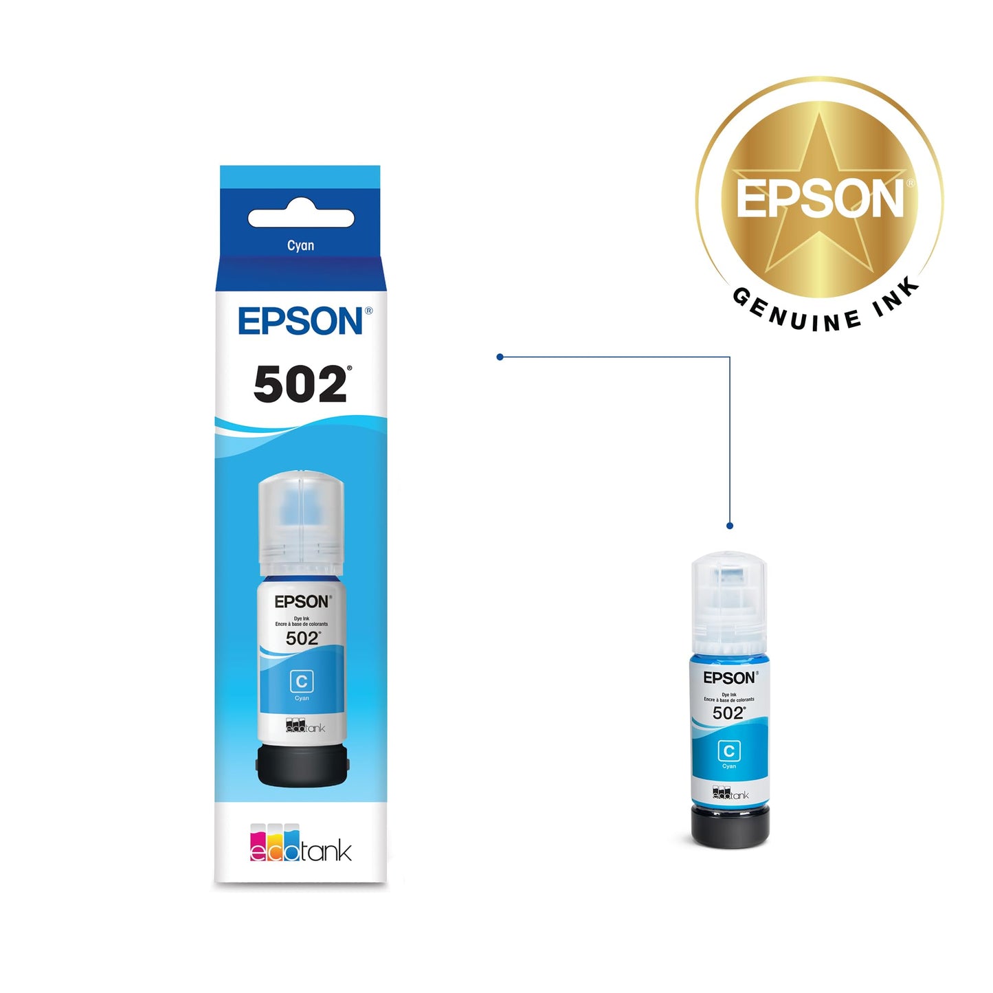 Epson 502 EcoTank Auto-Stop Ink Bottle, Black (T502120) pack of 1