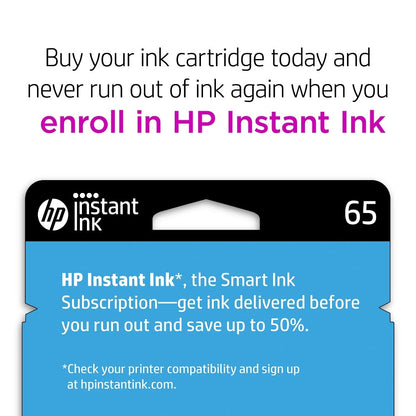 Original HP 65XL Black High-yield Ink Cartridge | Works with HP AMP 100 Series, HP DeskJet 2600, 3700 Series, HP ENVY 5000 Series | Eligible for Instant Ink | N9K04AN