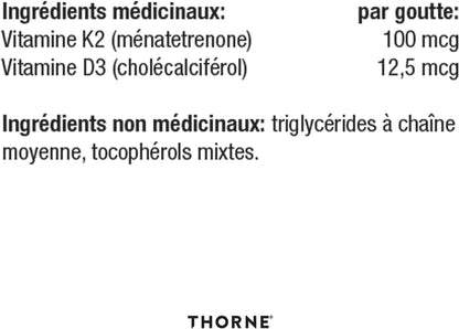 Thorne Vitamin D/K2 Liquid (Metered Dispenser) - Dietary Supplement with Vitamins D3 and K2 to Support Healthy Bones and Muscles - 1 Fluid Ounce (30 mL)
