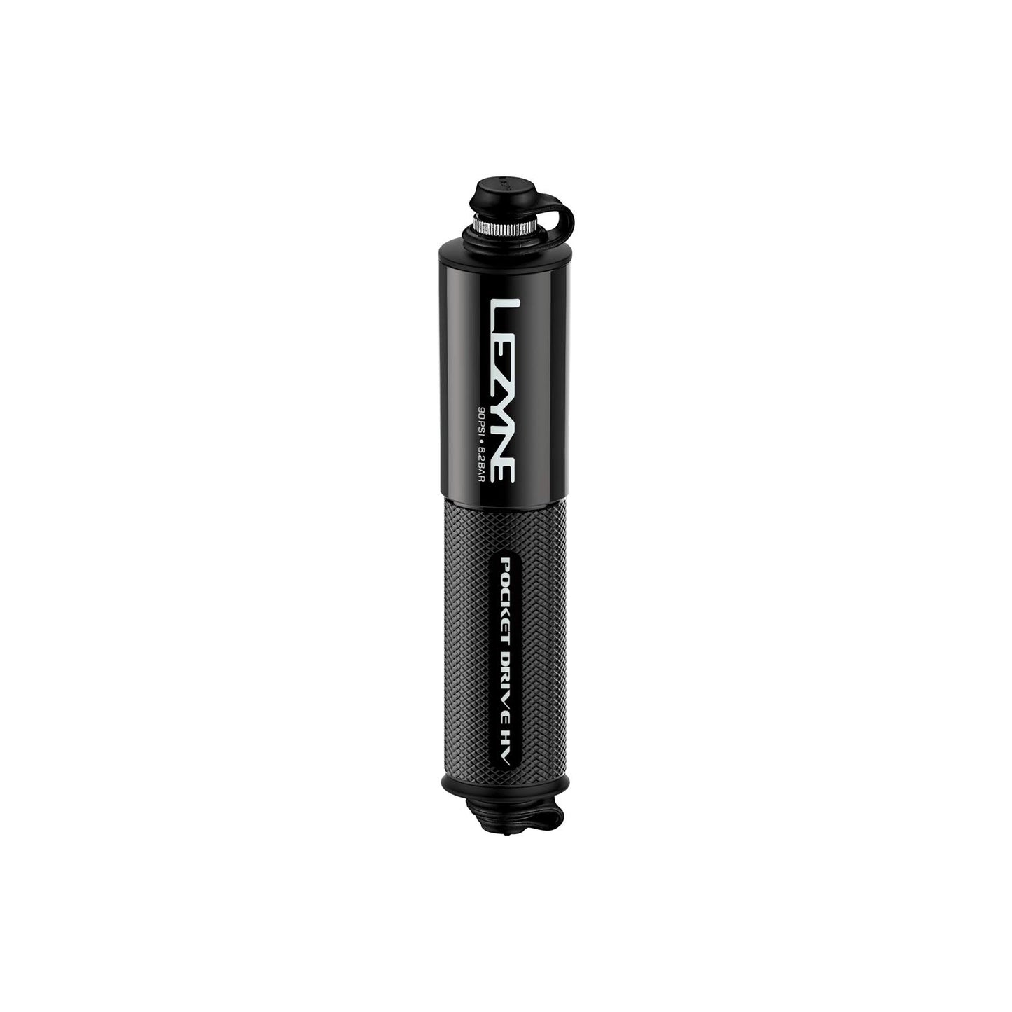 LEZYNE Pocket Drive HV Mini Bicycle Hand Pump, High Volume 90psi, Presta & Scrhader Compatible, CNC Aluminum, Compact, Plus-Size Tires, Portable Bike Pump