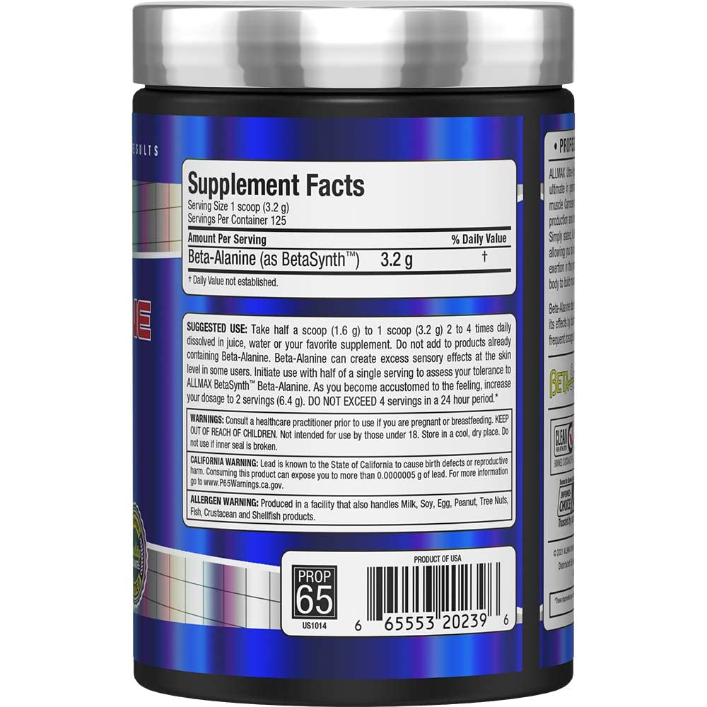 ALLMAX Nutrition - 100% Pure Maximum Strength + Absorption - Beta Alanine - 400 Gram