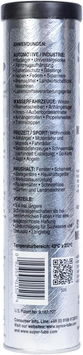 Super Lube 41150 Synthetic Grease (NLGI 2), 14.1 oz Cartridge