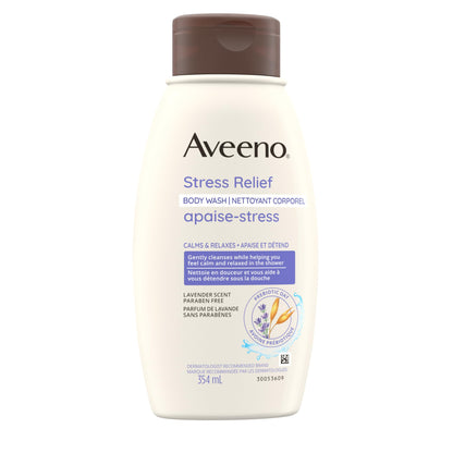 Aveeno Stress Relief Body Wash - Dry Skin, Colloidal Oatmeal, Ylang Ylang, Chamomile, Lavender Essential Oils, 975 mL (Packaging May Vary)