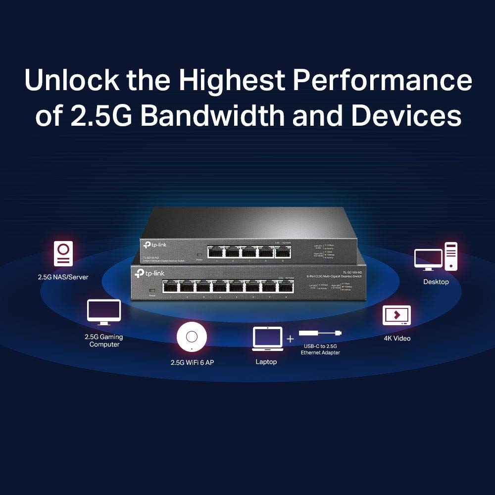 TP-Link TL-SG105 5 Port Gigabit Unmanaged Ethernet Network Switch, Ethernet Splitter, Plug and Play, Fanless Metal Design, Shielded Ports, Traffic Optimization, Limited Lifetime Protection,Black