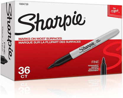 Sharpie Permanent Markers, Fine Point, Black, 36 Count - (New)