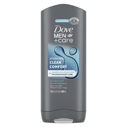 Dove Men+Care Body + Face Wash, Clean Comfort, Hydrating with 24hr Nourishing Micromoisture Technology, 400ml, Pack of 4