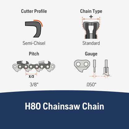 Husqvarna 531300441 20-Inch H80-72 (72V) Saw Chain, 3/8-Inch by .050-Inch