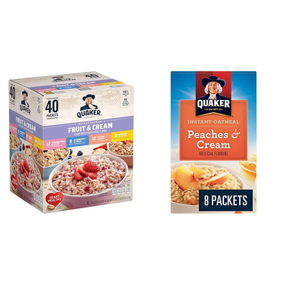 Quaker Instant Oatmeal Fruit and Cream Flavors 40 X 1.05 Ounce Net Wt 42.3 Ounce, 1200.0 g (Pack of 1)