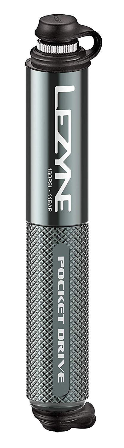 LEZYNE Pocket Drive HP Bicycle Hand Pump, High Pressure 160 PSI, Presta & Schrader Compatible, Durable CNC Aluminum, Compact, ABS Flex Hose, Bike Tire Pump