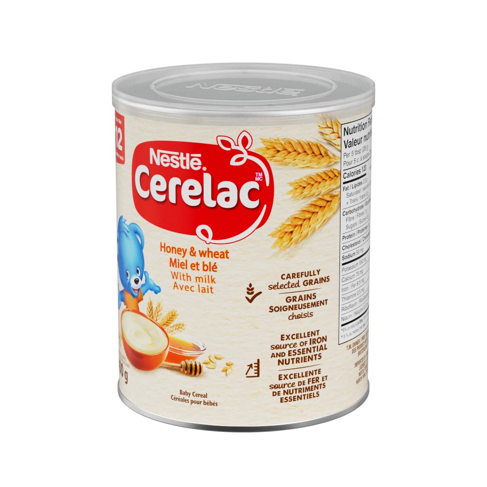 CERELAC Honey & Wheat With Milk Baby Cereal, Source of Iron & Essential Nutrients, Vegetarian, No Additives, Halal Correct, Recyclable Canister, Resealable, 400g