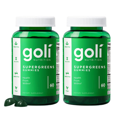 Goli SuperGreen Vitamin Gummy - 60 Count - Essential Vitamins and Minerals - Plant-Based, Vegan, Gluten-Free & Gelatin Free - Health from Within, Pack of 1