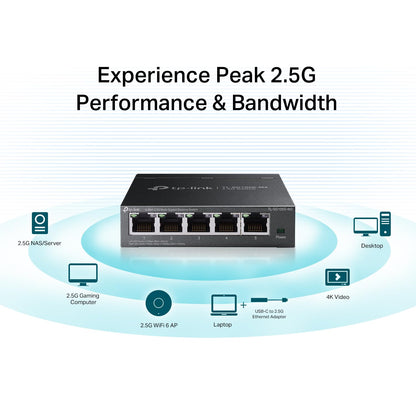 TP-Link TL-SG105 5 Port Gigabit Unmanaged Ethernet Network Switch, Ethernet Splitter, Plug and Play, Fanless Metal Design, Shielded Ports, Traffic Optimization, Limited Lifetime Protection,Black