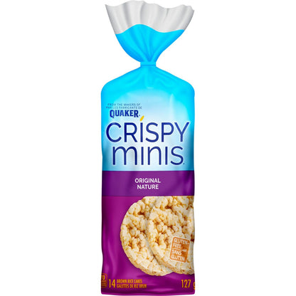Quaker Crispy Minis White Cheddar Flavour Large Brown Rice Cakes, Multi-Pack, 140g (Pack of 12)