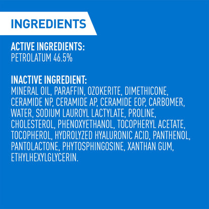 CeraVe Healing Ointment, Moisturizing Petrolatum Skin Protectant for Dry Skin with Hyaluronic Acid and Ceramides, Multi-Purpose Face, Body & Lip Balm, Lanolin-Free & Fragrance-Free, 85 g