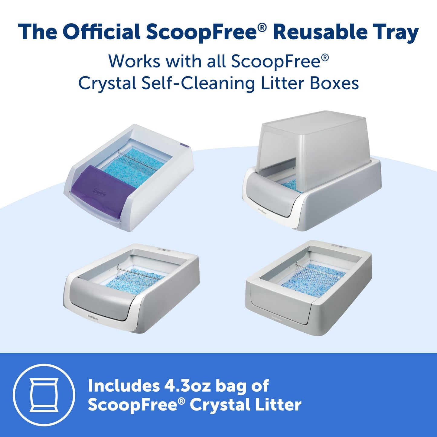 PetSafe ScoopFree Premium Blue Crystal Litter, Superior Odor Control - Low Tracking for Less Mess - Lasts Up to 1 Month (2 Pack of 4.3 Lb Bag)