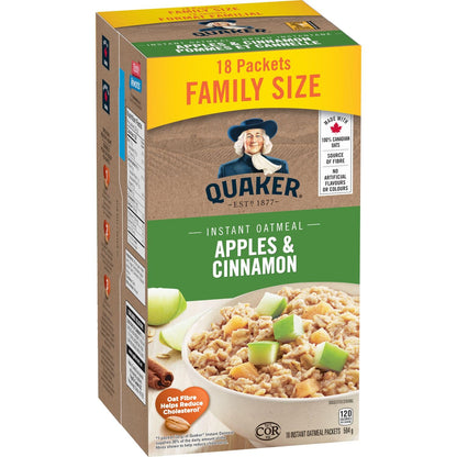 Quaker Maple & Brown Sugar Flavour Instant Oatmeal, 18 Packets, 774g