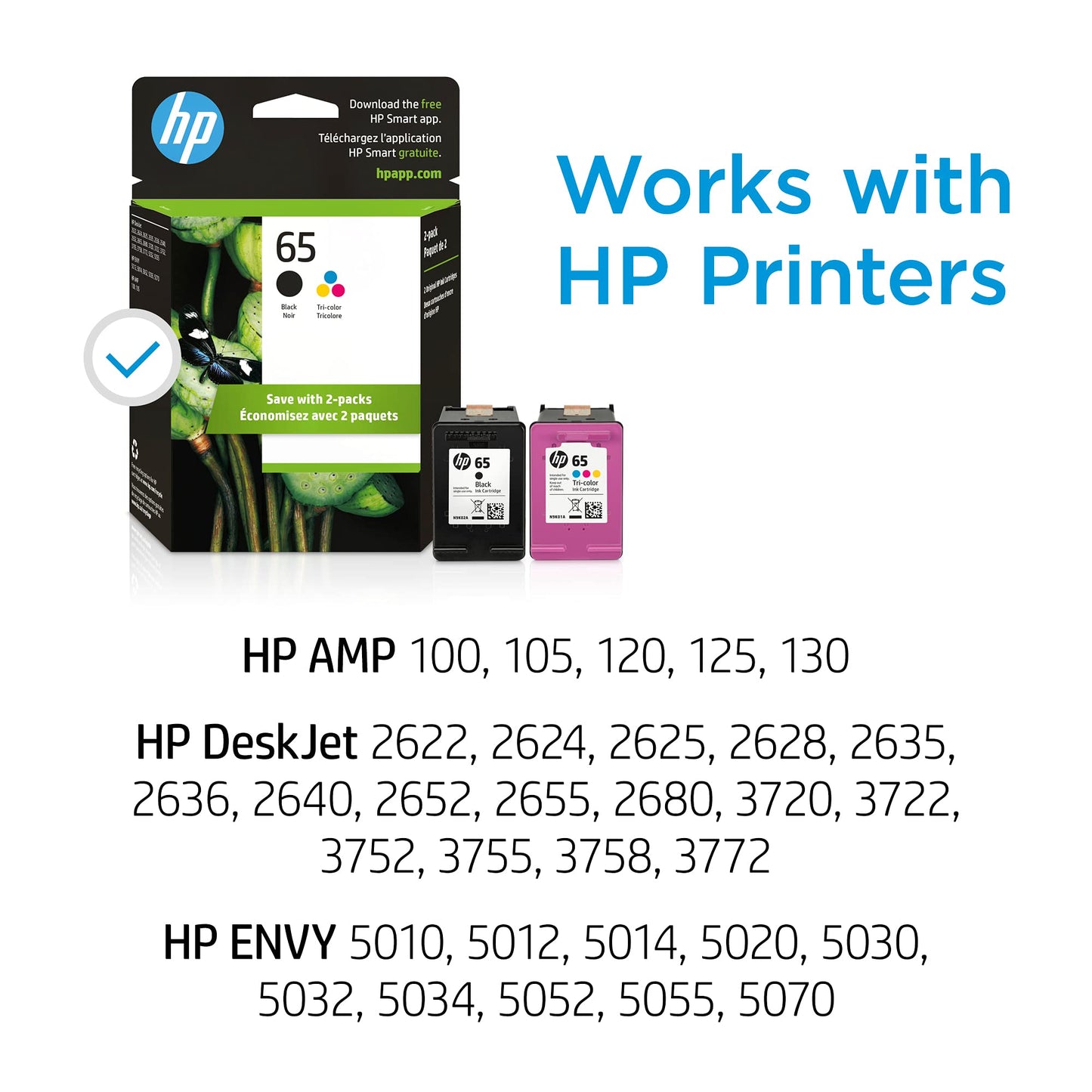 Original HP 65XL Black High-yield Ink Cartridge | Works with HP AMP 100 Series, HP DeskJet 2600, 3700 Series, HP ENVY 5000 Series | Eligible for Instant Ink | N9K04AN