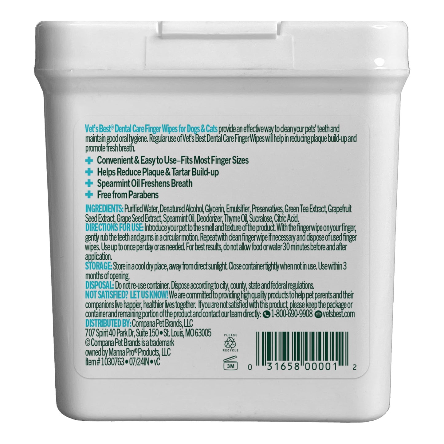 Vet's Best Dental Care Finger Wipes | Reduces Plaque & Freshens Breath | Teeth Cleaning Finger Wipes for Dogs & Cats | 50 Disposable Wipes