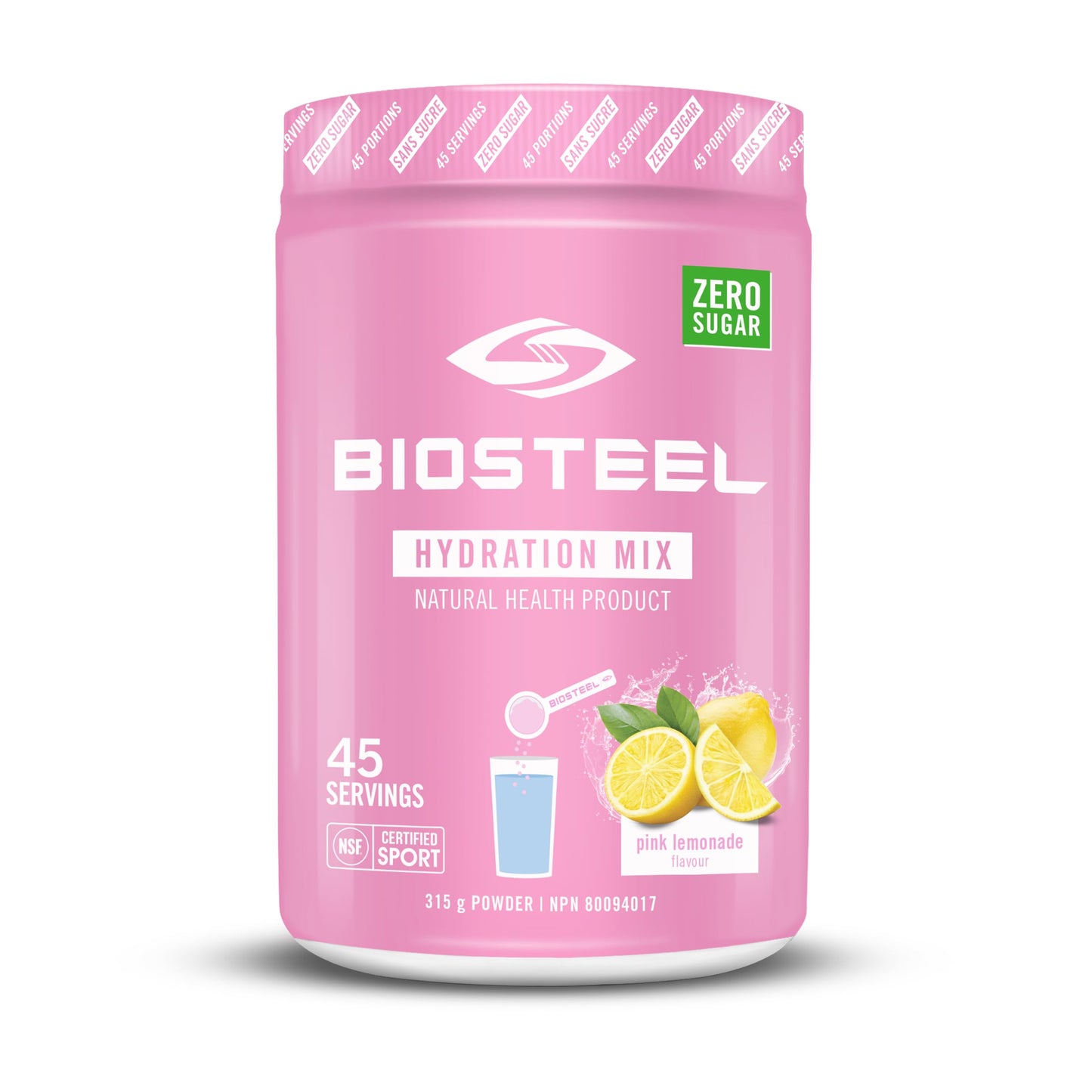 BioSteel Hydration Mix, Great Tasting Hydration with Zero Sugar, and No Artificial Flavours or Preservatives, Pink Lemonade Flavour, 100 Servings per Tub