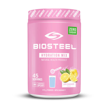 BioSteel Hydration Mix, Great Tasting Hydration with Zero Sugar, and No Artificial Flavours or Preservatives, Pink Lemonade Flavour, 100 Servings per Tub