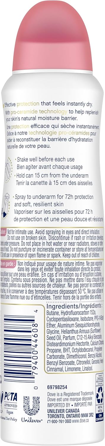 Dove Advanced Care Beauty Finish Dry Spray Antiperspirant Deodorant for Women with ¼ Moisturizers 107 g