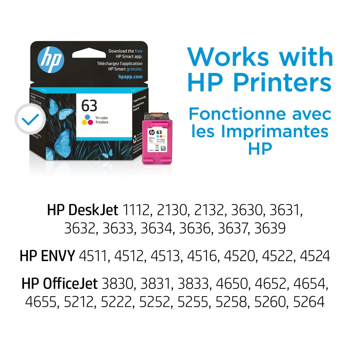 HP 63XL Black High-yield Ink Cartridge | Works with HP DeskJet 1112, 2130, 3630 Series; HP ENVY 4510, 4520 Series; HP OfficeJet 3830, 4650, 5200 Series | Eligible for Instant Ink | F6U64AN