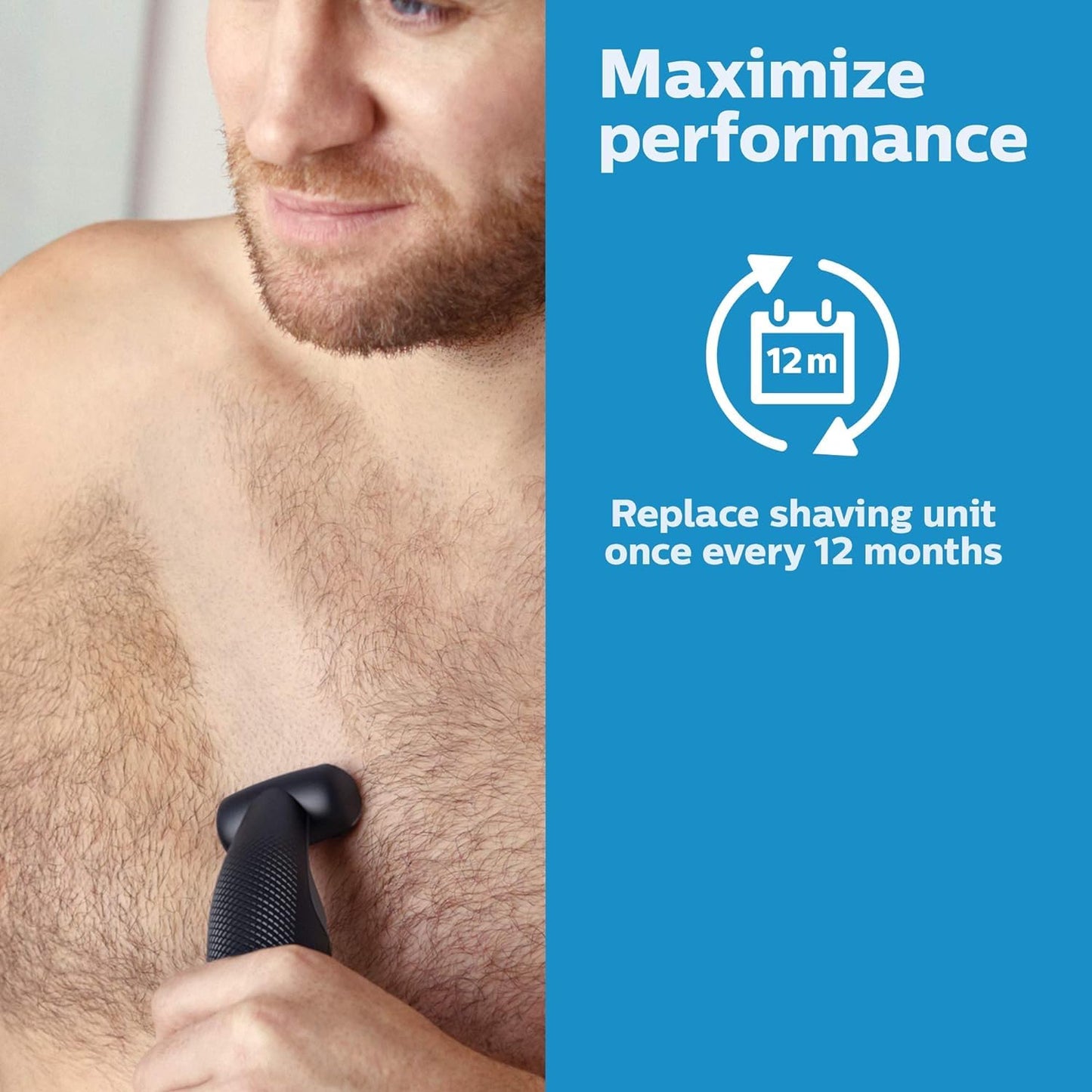 Philips Bodygroom Body & Intimate area Trimmer, Ultimate manscaping tool, removes short, long & thick hair in a single stroke with its 4 directional pivoting head. Skin protect technology, BG7025/15