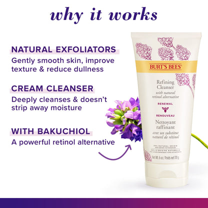 Burt's Bees® Face Cream, Renewal Anti-Wrinkle Moisturizing Face Cream, Holiday Gift, with Bakuchiol Natural Retinol Alternative, 51 g