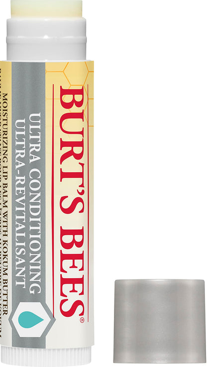 Burt's Bees Hydrating Lip Balm for Dry Chapped and Cracked Lips 100% Natural Origin, Ultra Conditioning with Kokum Butter, Shea Butter, and Cocoa Butter, Unscented, 2 Tubes