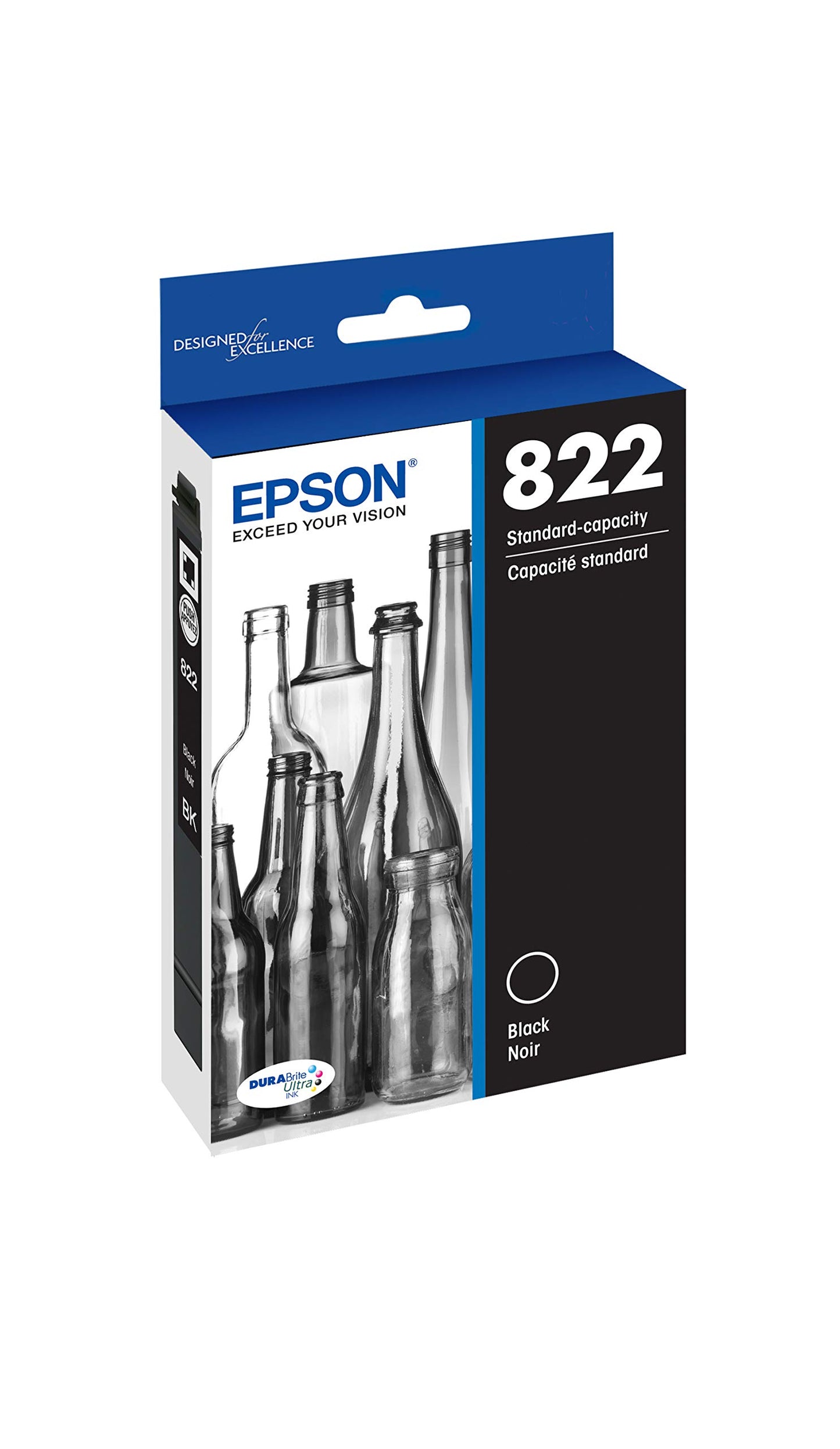 EPSON 822 DURABrite Ultra Ink Standard Capacity Cartridge Combo Pack (T822520-S) Works with WorkForce Pro WF-3820, WF-3823, WF-4820, WF-4830, WF-4833, WF-4834, Color - Cyan, Magenta, Yellow Jaune