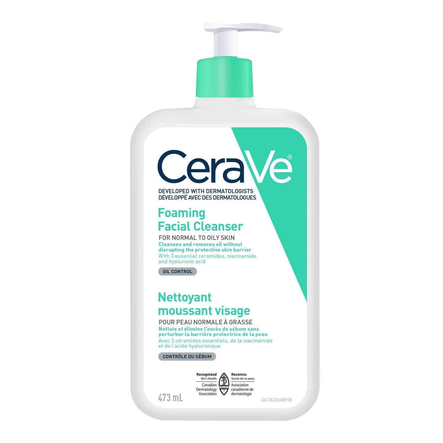 CeraVe FOAMING Face Cleanser, Gentle Face Wash with Hyaluronic Acid, Niacinamide, Ceramides. Makeup Remover for oily skin, won’t clog pores. Oil & sebum control. Non-Comedogenic, Sensitive Skin, Men & Women, 562ML