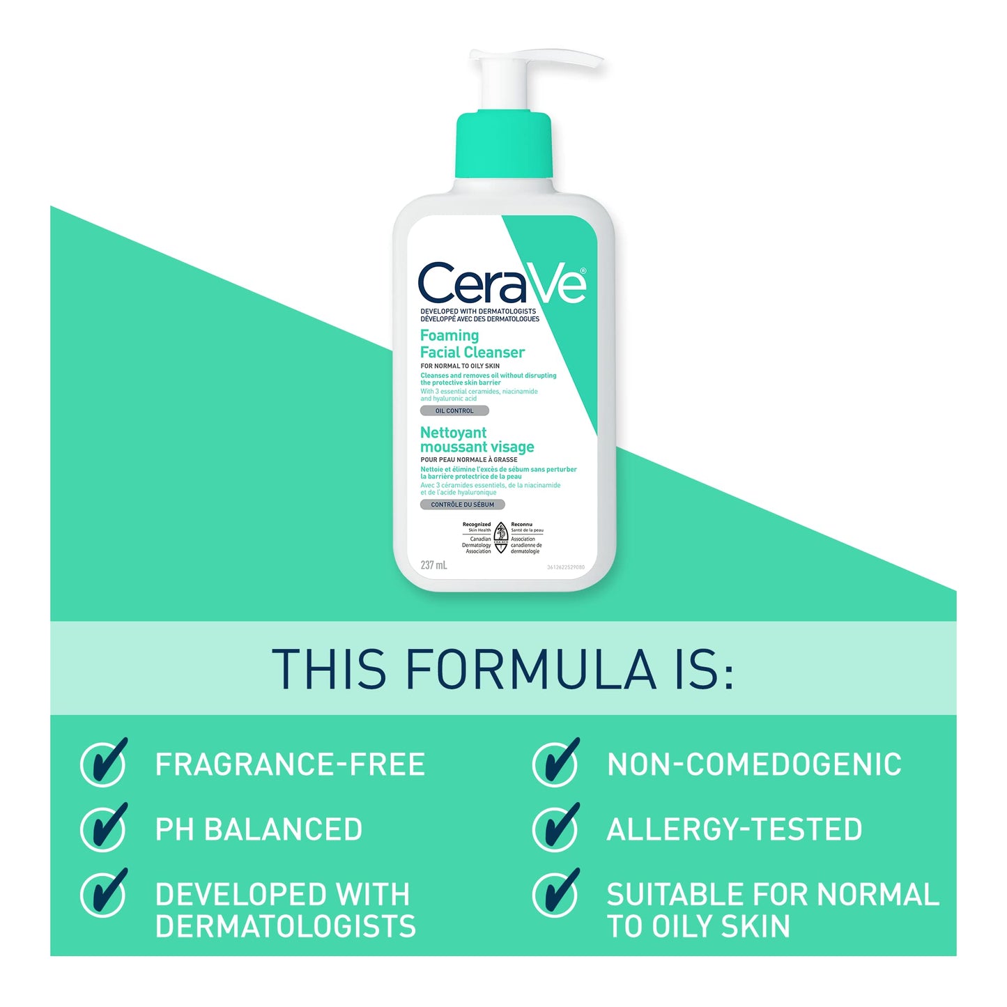 CeraVe FOAMING Face Cleanser, Gentle Face Wash with Hyaluronic Acid, Niacinamide, Ceramides. Makeup Remover for oily skin, won’t clog pores. Oil & sebum control. Non-Comedogenic, Sensitive Skin, Men & Women, 562ML
