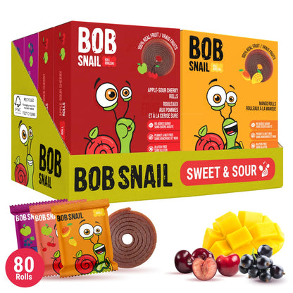 Bob Snail Healthy Snacks Berry Mix Family Pack - Nut free fruit Rolls with Blueberry, Raspberry & Strawberry, Candy box Fruit Snacks, All Natural Healthy Snacks for kids, No Added Sugar sour Candy, 80 pcs Pack / 800 gram candy bulk (Blueberry, Raspberry &