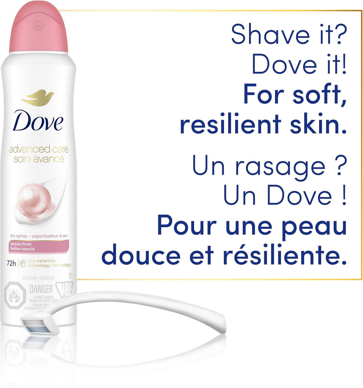 Dove Advanced Care Beauty Finish Dry Spray Antiperspirant Deodorant for Women with ¼ Moisturizers 107 g