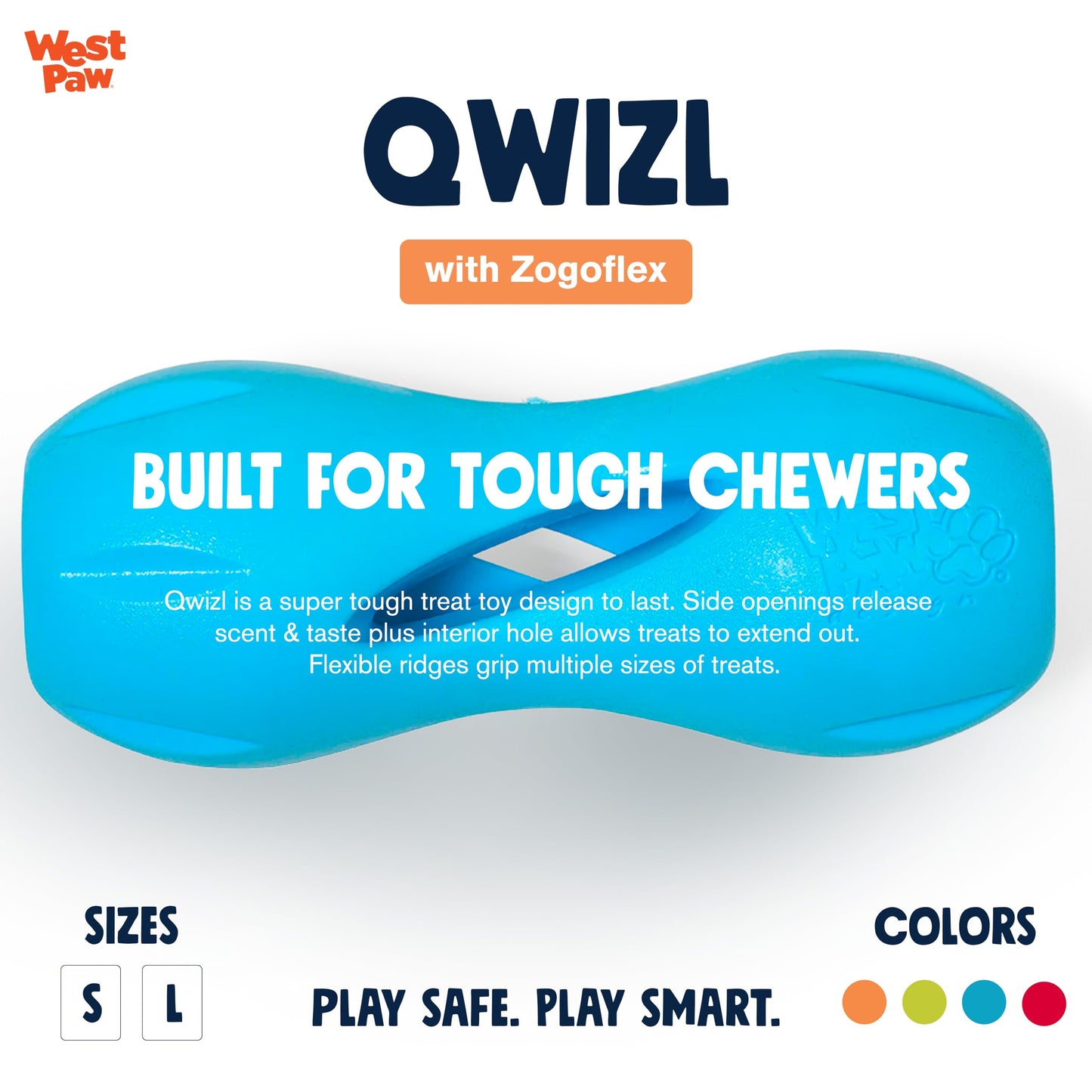 West Paw Zogoflex Qwizl Dog Puzzle Treat Toy Interactive Chew Toy for Dogs Dispenses Pet Treats Brightly-Colored Dog Puzzles for Aggressive Chewers, Fetch, Catch, Non-Toxic Small 5.5 inch , Tangerine