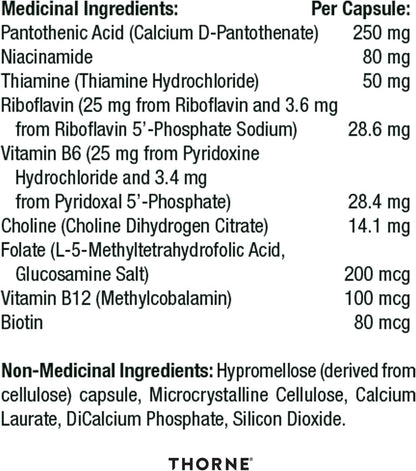 Thorne Stress B-Complex - Vitamin B Complex for Stress Support - 60 Capsules - 60 Servings
