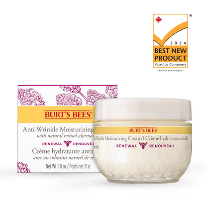Burt's Bees® Face Cream, Renewal Anti-Wrinkle Moisturizing Face Cream, Holiday Gift, with Bakuchiol Natural Retinol Alternative, 51 g