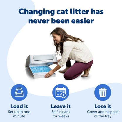 PetSafe ScoopFree Crystal Litter Tray Refills Lavender Crystals, 3-Pack Disposable Tray Includes Leak Protection & Low Tracking Litter Absorbs Odors on Contact,(PAC00-16689)
