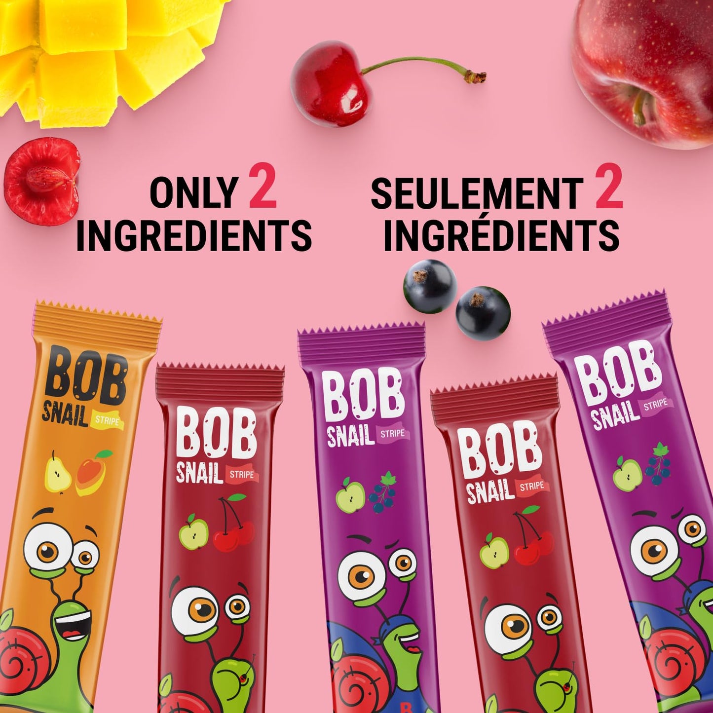 Bob Snail Fruit Leather Sweet & Sour Family Pack - Nut free fruit Roll Ups with Dried Mango,Sour Cherry & Blackcurrant, Candy box Fruit Snacks, All Natural Healthy Snacks for kids, Sugar Free sour Candy, 42 pcs Pack / 588 gram candy bulk (Exotic Mix)