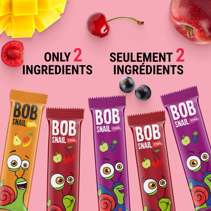 Bob Snail Fruit Leather Sweet & Sour Family Pack - Nut free fruit Roll Ups with Dried Mango,Sour Cherry & Blackcurrant, Candy box Fruit Snacks, All Natural Healthy Snacks for kids, Sugar Free sour Candy, 42 pcs Pack / 588 gram candy bulk (Exotic Mix)