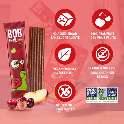Bob Snail Fruit Leather Sweet & Sour Family Pack - Nut free fruit Roll Ups with Dried Mango,Sour Cherry & Blackcurrant, Candy box Fruit Snacks, All Natural Healthy Snacks for kids, Sugar Free sour Candy, 42 pcs Pack / 588 gram candy bulk (Exotic Mix)