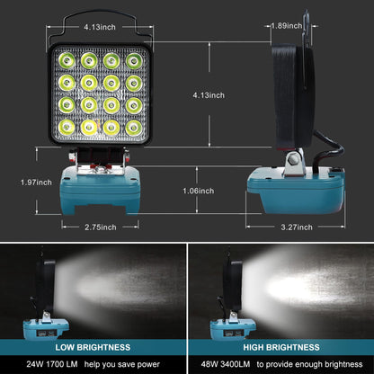 Cordless LED Work Light for Milwaukee 18V Lithium Batteries, 108W 5400LM Adjustable Portable Flood Lights for Job Site Lighting Outdoor Camping Garage Vehicle Lighting【Battery not Included】