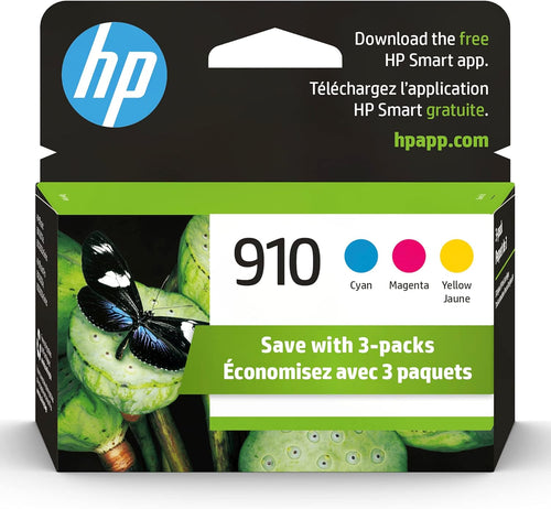 Original HP 910 Cyan, Magenta, Yellow Ink Cartridges (3-pack) | Works with HP OfficeJet 8018, 8022; HP OfficeJet Pro 8020, 8025, 8035| Eligible for Instant Ink | 3YN97AN