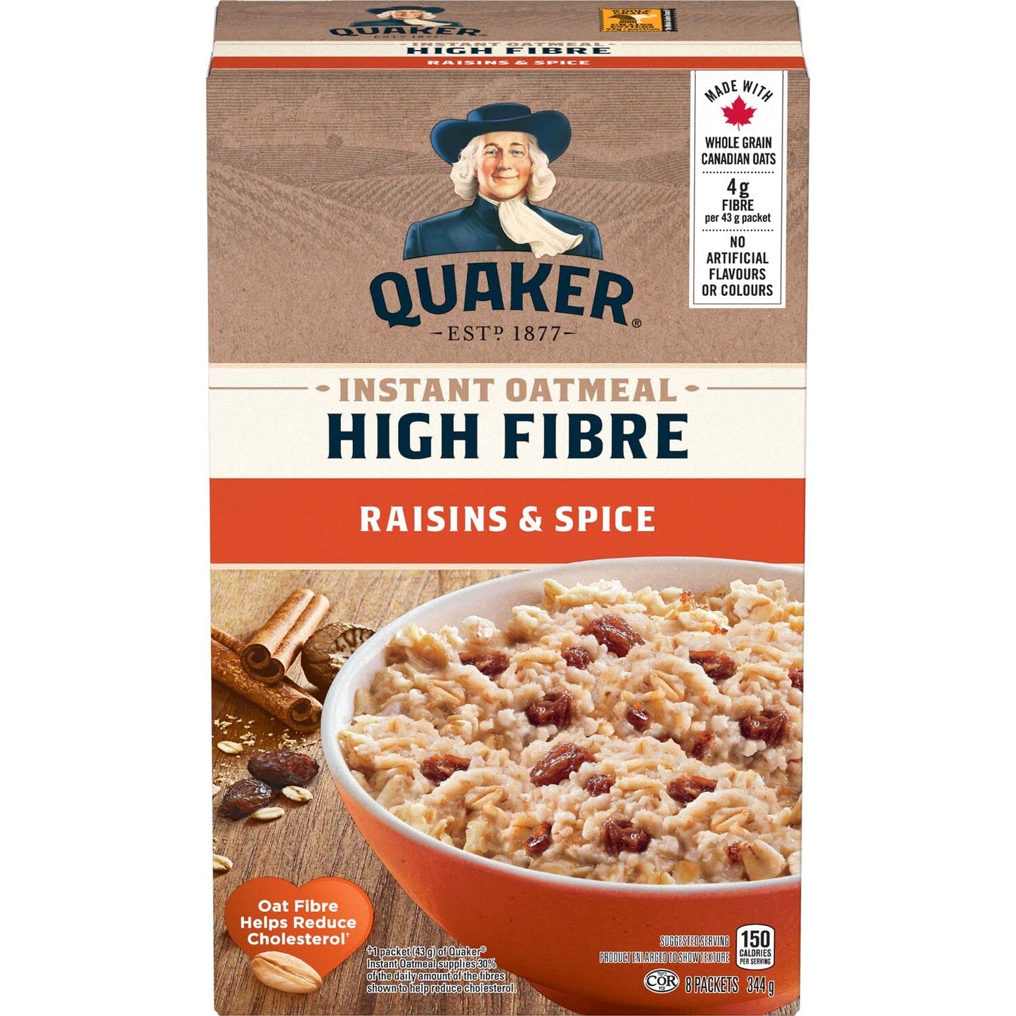 Quaker High Fibre Wild Berry Medley Instant Oatmeal, 8 Packets, 304g
