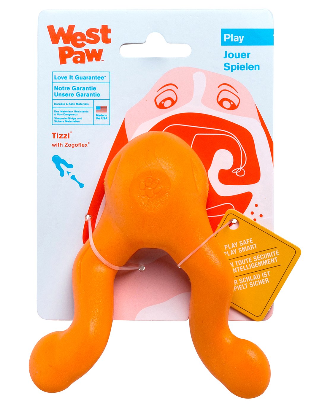 West Paw Zogoflex Tizzi Interactive Treat Dispensing Dog Fetch Play Toy, 100% Guaranteed Tough, It Floats!, Made in USA, 4.5-Inch Small, Aqua