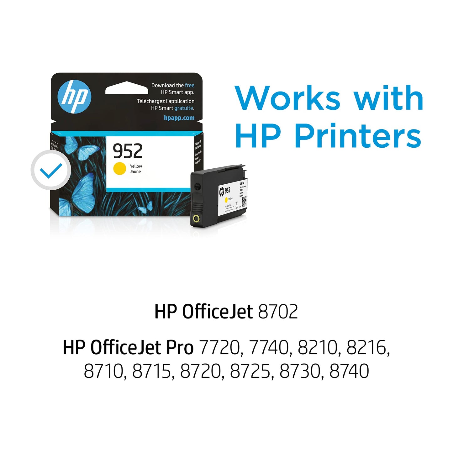 Original HP 952 Cyan, Magenta, Yellow Ink Cartridges (3-pack) | Works with HP OfficeJet 8702, HP OfficeJet Pro 7720, 7740, 8210, 8710, 8720, 8730, 8740 Series | Eligible for Instant Ink | N9K27AN